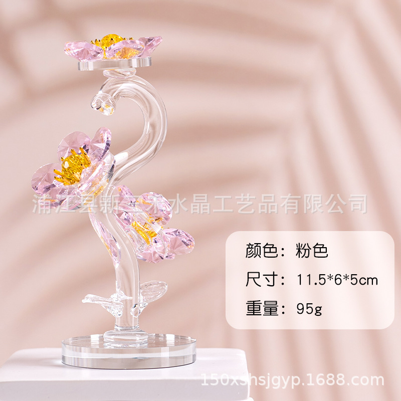 クリエイティブクリスタル置物ホームオフィス装飾品リビングルームデスクトップ誕生日多色クリスタル花工芸品プレゼント|undefined
