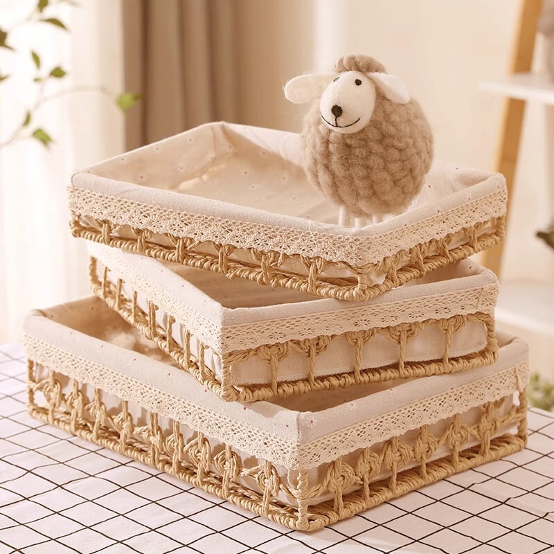 Desktop Storage Box Grocery Basket Cosmetics Snack Drawer Coffee Table Toy Rattan Woven Box Flower Storage Basket Desktop Storage Box Grocery Basket Cosmetics Snack Drawer Coffee Table Toy Rattan Woven Box Flower Storage Basket