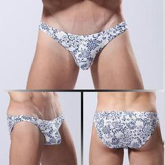 Chinese style teen gay sexy men's low-waist underwear cartoon print new Xinjiang cotton briefs E095