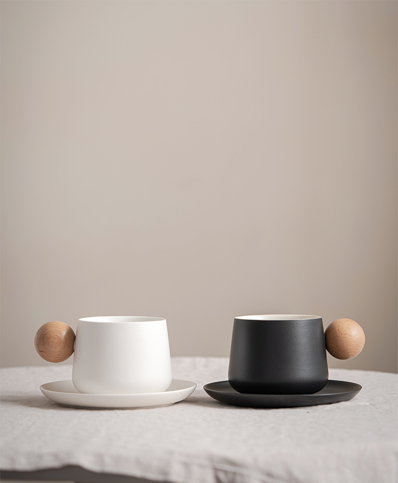 Kaffemuggset i japansk stil keramikmugg med fat för hemmet_voghion.com