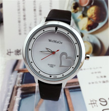 womage-1088个性桃心字面情侣石英对表沃马格时装皮带表批发厂家