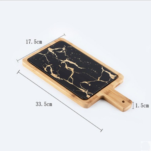 Oro jaseado de cerámica hogar queso redondo Placa de postre Plato cuadrado filete Placa de una sola pieza