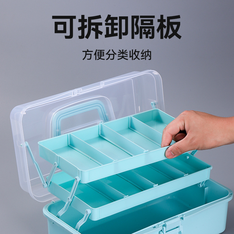 三層手提げ収納ボックス美術専用折りたたみ可能特大五金工具箱ネイルボックス雑物収納ボックス|undefined
