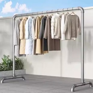 Galvanized steel pipe floor-standing drying rack balcony single pole extra thick thick hanging rack household vertical drying rack wholesale
