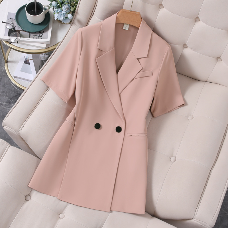 Women's Clothing Summer thin suit wide leg pants suit women's large size women's clothing fat MM 200 pounds loose short sleeved suit jacket_voghion.com