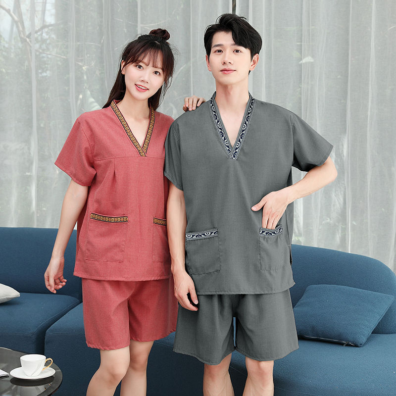 공마 칸 김이 의류 여성 커플 플러스 사이즈 남성 사우나 의류 목욕 의류 발 치료 목욕 센터 마사지 목욕 가운 홈 잠옷