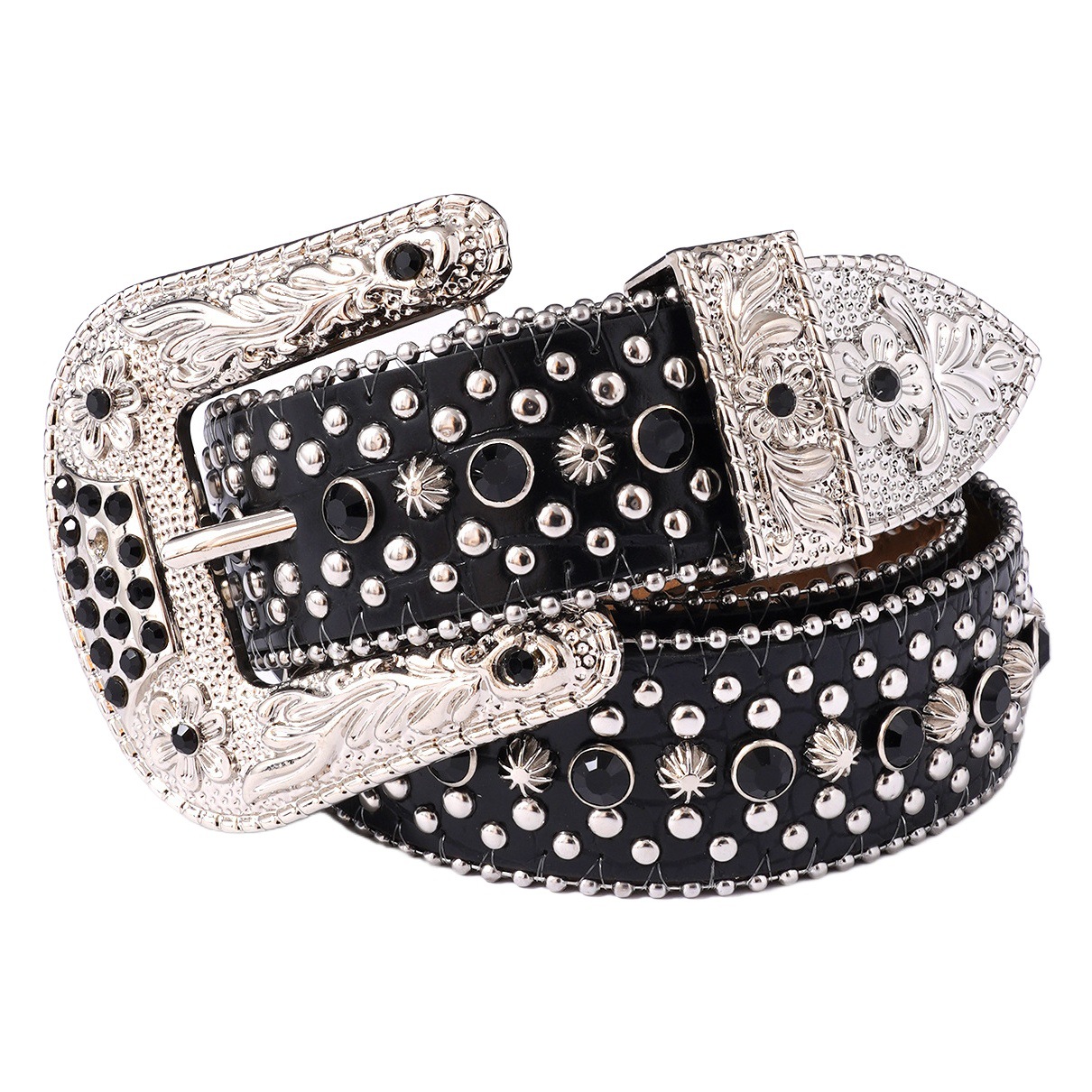 Cinturón ancho estilo Y2K con decoración de diamantes de imitación para mujer, cinturón de jeans adornado con diamantes de imitación de personalidad a la moda europea y americana con diseño versátil.