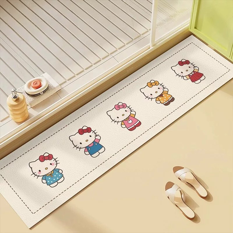 Cute Hello Kitty long bathroom threshold mat, water-absorbent, quick-drying, non-slip carpet for bathroom entrance, made of soft diatomite