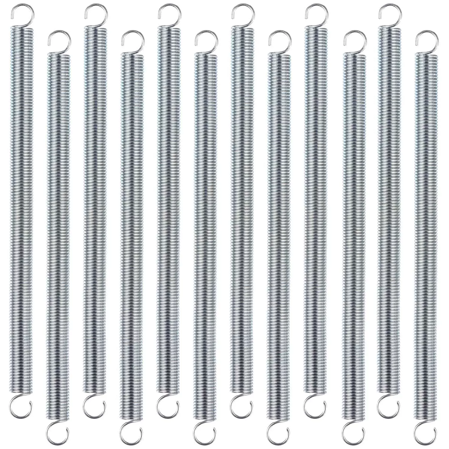 厂家定做拉伸弹簧，3/8 x 6-1/2 英寸，镀锌弹簧钢拉簧，双钩端
