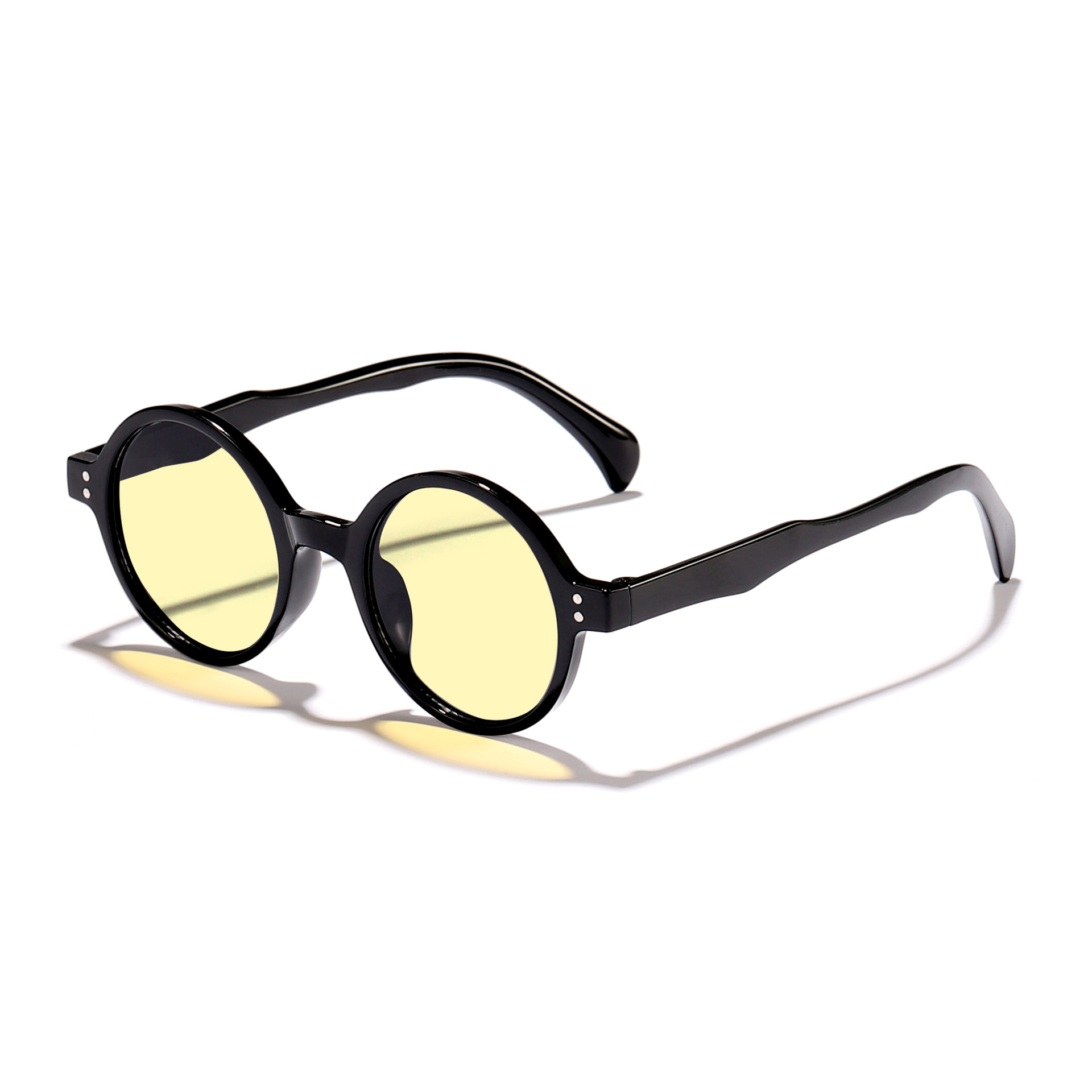 Gafas de sol con clavos de arroz con montura redonda retro de nueva moda para hombres y mujeres Gafas de sol anti-ultravioleta de lujo ligero europeas y americanas Sunglasses