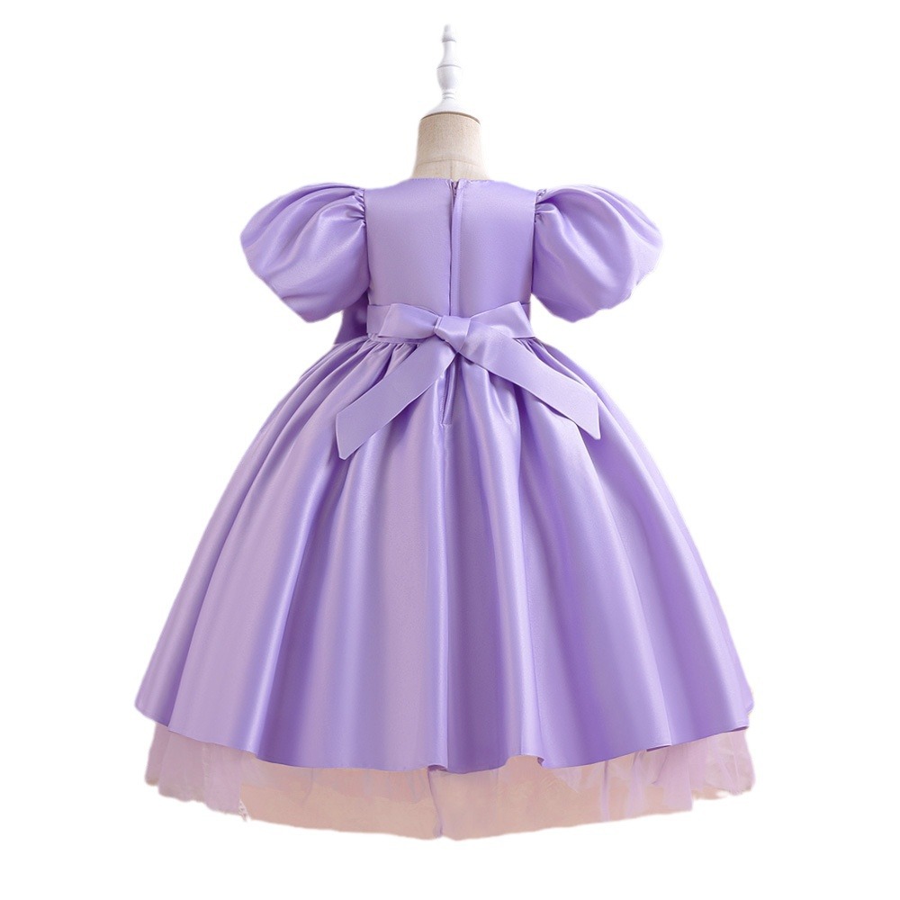 Vestido de niñas cortesana de cola de burbuja manga vestido de princesa vestido de cena vestido de piano vestido de noche vestido de anfitrión