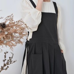 Amazon ins 綿韓国風エプロンプルオーバースリットキッチンベーキングスモックアートマニキュアミルクティーエプロン