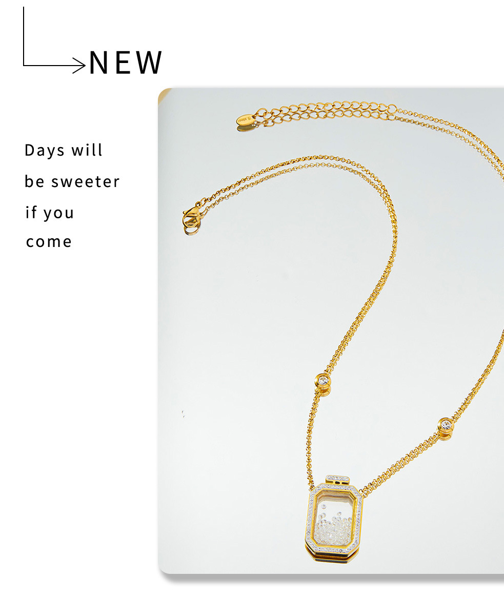 Rhinestone Inlaid Bottle Stainless Steel Necklace