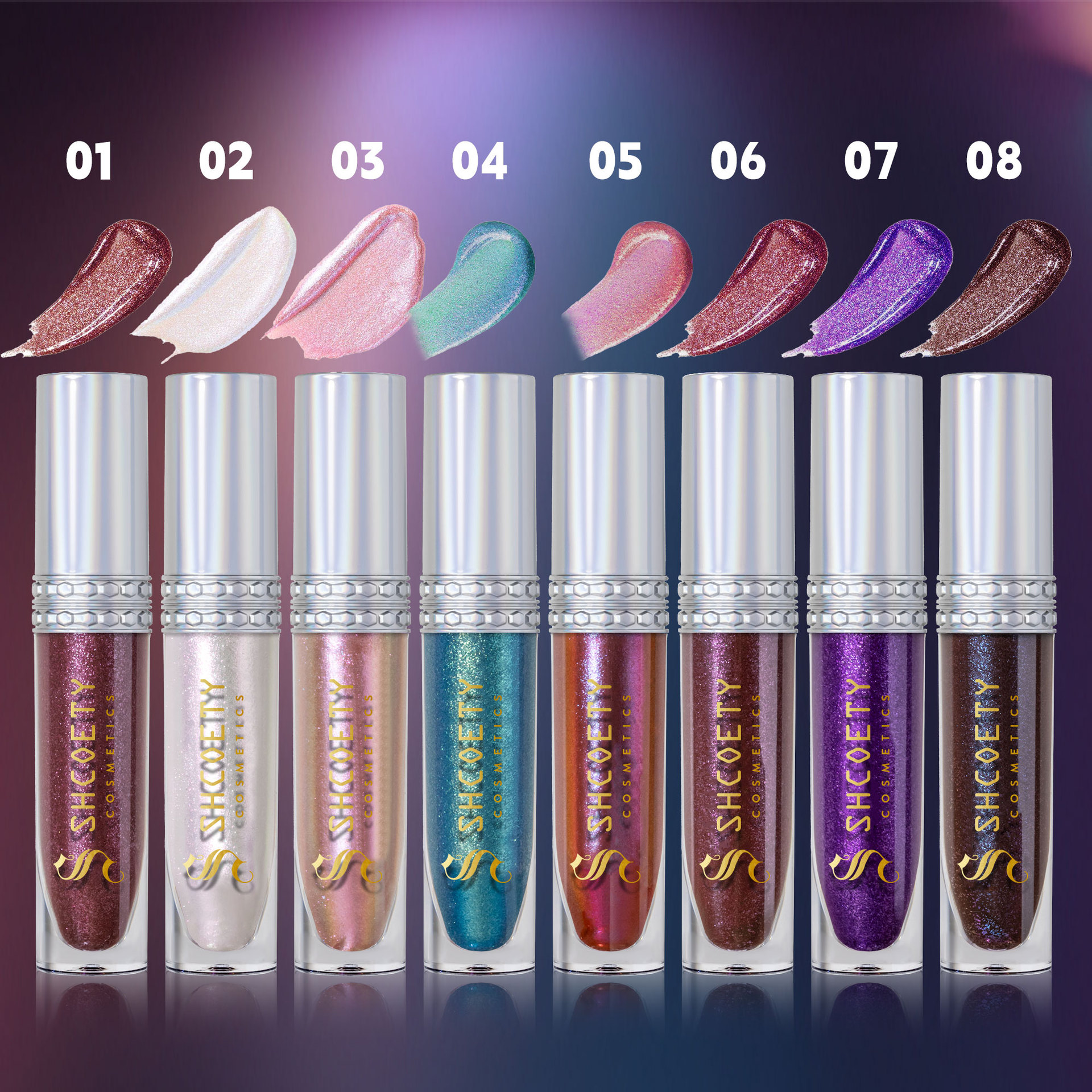 SHCOETY Cross-border Sparkling Polarized Lip Gloss is long-lasting and easy to color, with a dazzling bright lip gloss and a fine pearlescent glow that moisturizes the lips undefined