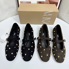 レザーバレエ風フラットシューズサンダルメンズカジュアルシューズ