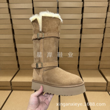 河南桑坡村2025新款雪地靴皮毛一体低中高筒增高厚底冬加厚骑士靴