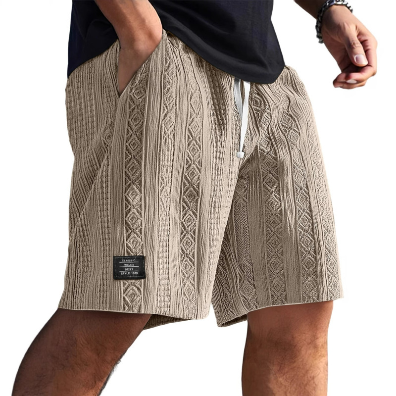 2025 Cross-Border Amazon Independent Station European and American Men's Daily Jacquard Texture Fashion Logo Casual and Comfortable Shorts