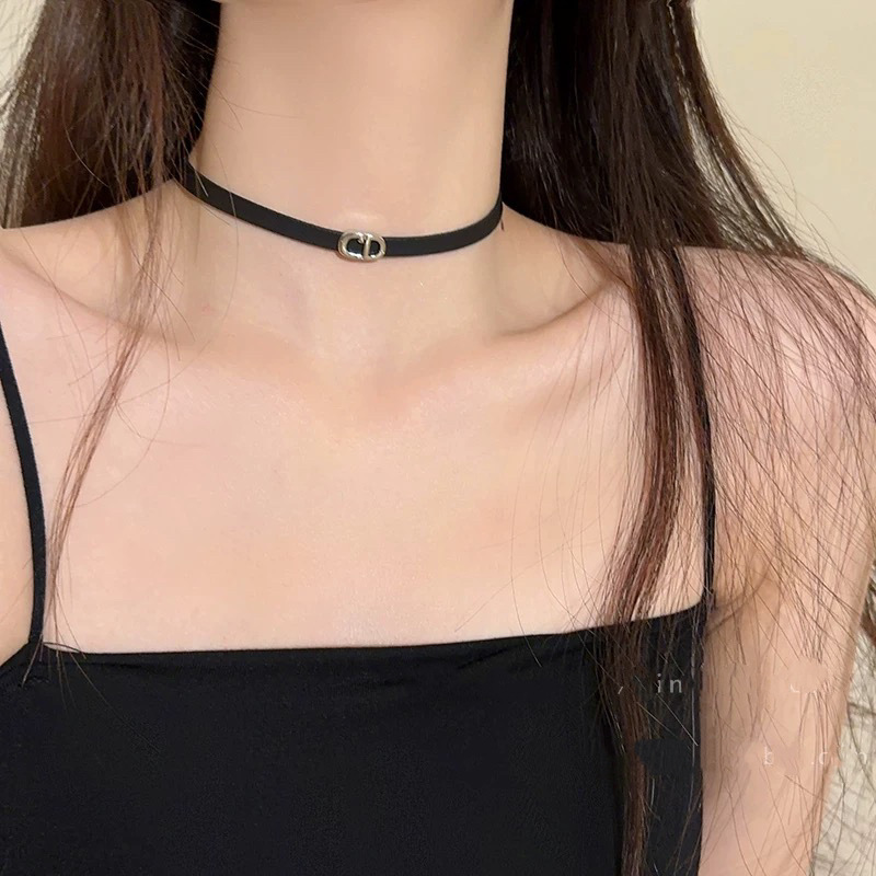 純粋な欲望スタイル黒革ロープチョーカーホットガールネックレス女性のニッチな気質ネックアクセサリー鎖骨チェーン首輪|undefined