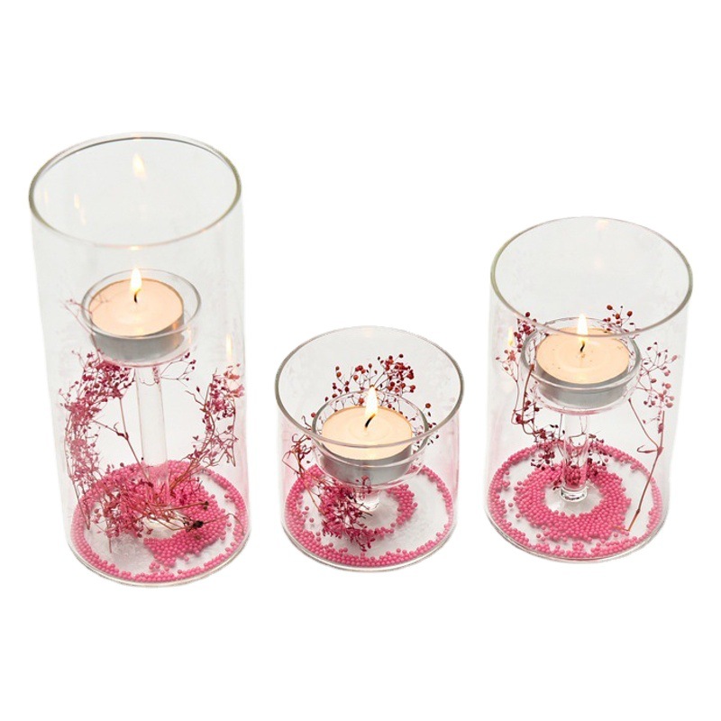 De estilo europeo cilindro de cristal huracán candelabro lámpara de aceite a prueba de viento titular de la vela decoración del hogar creativo con velas cena regalo