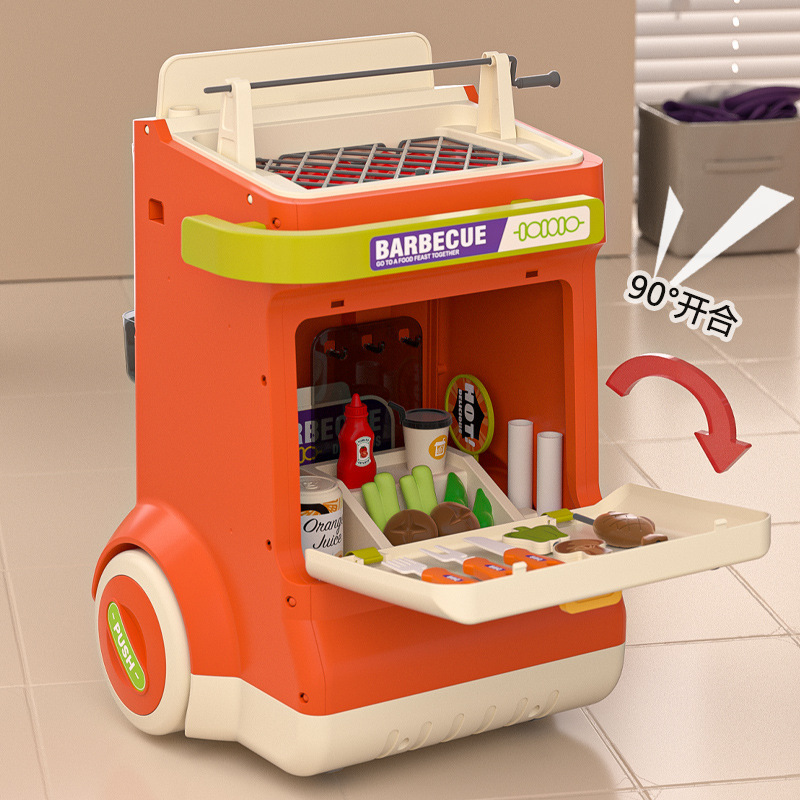 Niños transfronterizos en casa mesa de barbacoa juguetes BBQ set cocina barbacoa kebab simulación carritos de alimentos