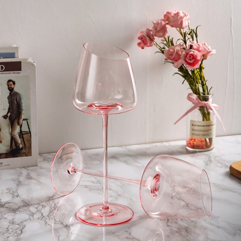 High quality fuchsia lead-free crystal wineglass