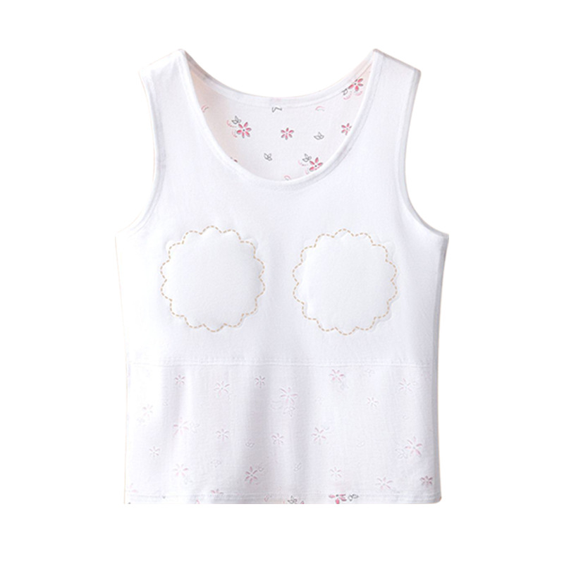 Vest with Chest Pads to Prevent Bumps for Middle-Aged and Elderly Mothers, Pure Cotton Thin Style, Sleeveless Grandma Undershirt, Women's Summer Bra