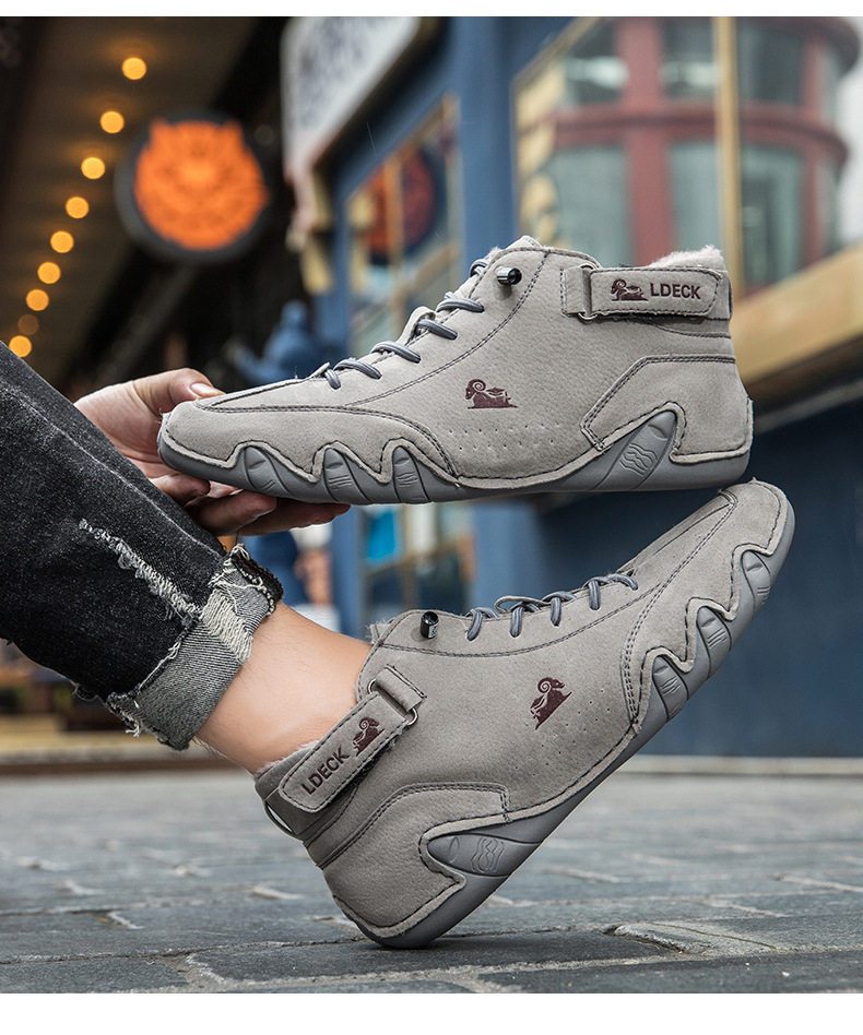 Bốt Martin nam cổ cao lót nhung giữ ấm, giày bông da lộn đế cao su chống trượt — C8008M kaki lót nhung, C8008M màu xám lót nhung, C8008M màu đen lót nhung, F8008M màu hồng lót nhung chi tiết 18