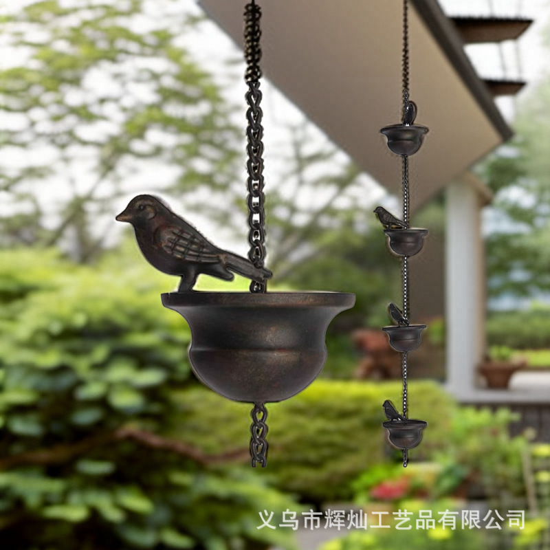 Factory Direct Sales Metal Bird Animal Rain Chain House Decoration Ornaments Lightweight Crafts Handmade Iron Pendants