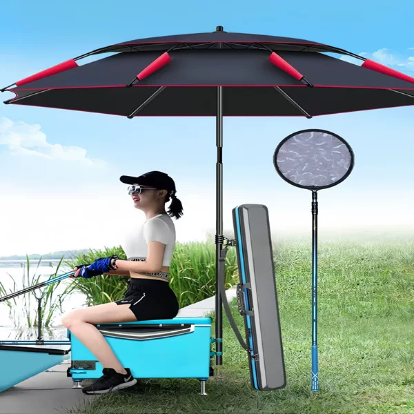 Thickened fishing umbrella 2.4m large fishing umbrella, multi-directional rainproof folding fishing umbrella, sunshade umbrella, fishing gear umbrella