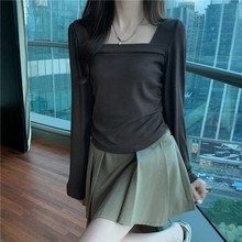 打底衫女秋冬季新款内搭时尚修身方领上衣设计感小众少女长袖T恤