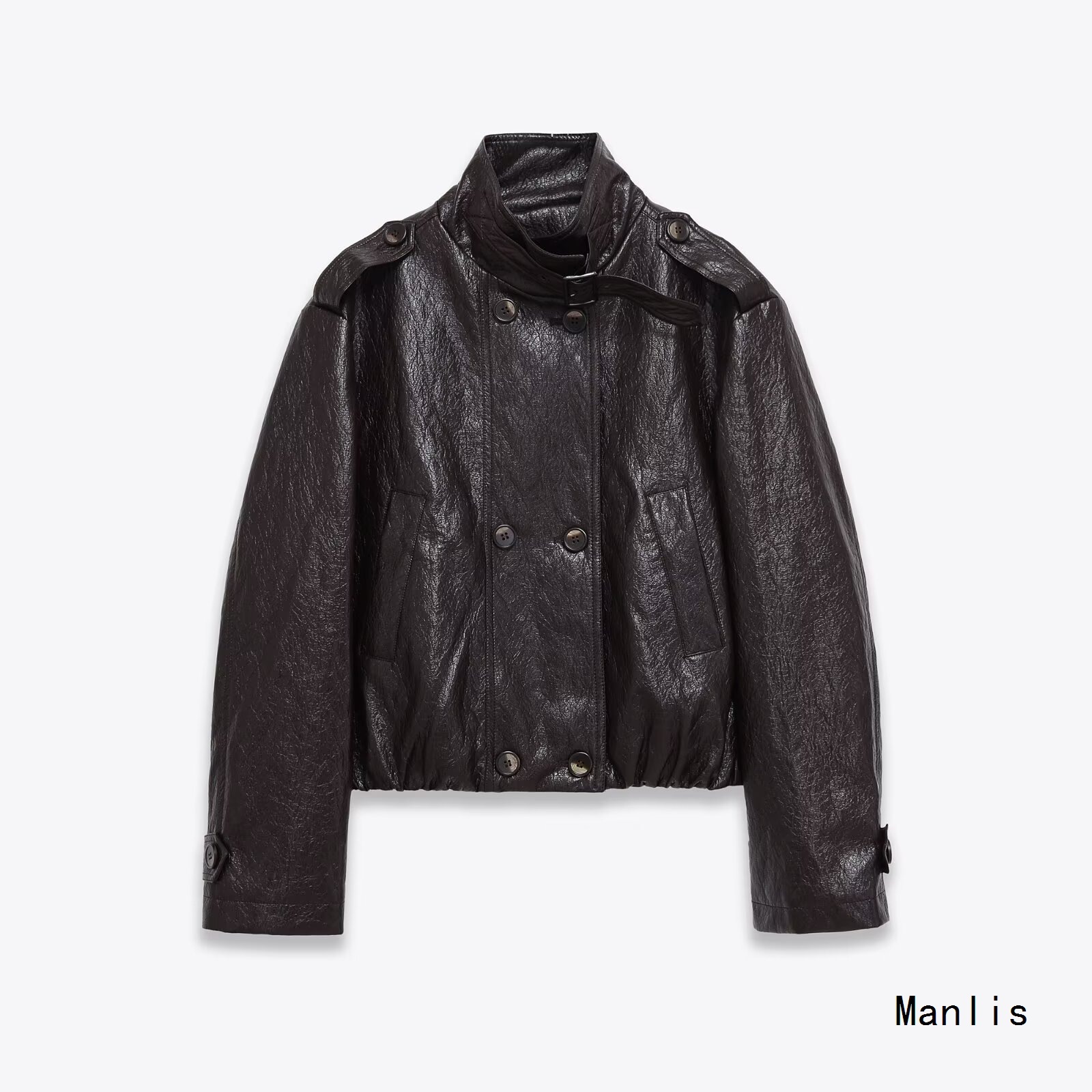 Ins Cross-Border European and American Style 2025 New Fashion Elegant Women's Wholesale Bella Same Style Motorcycle Jacket Pu Jacket