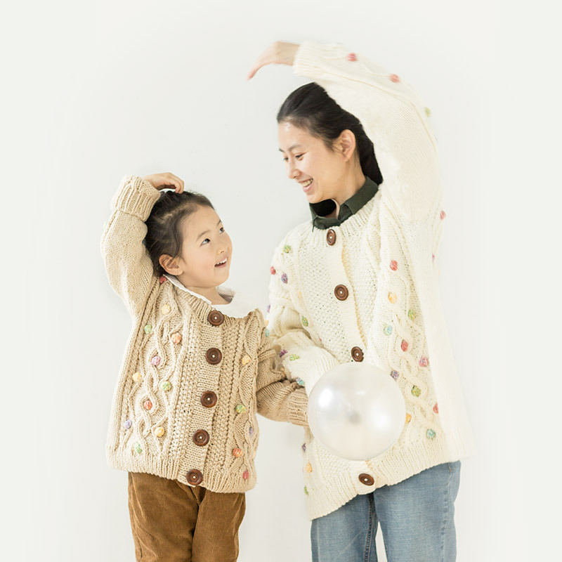 苏苏姐家糖果亲子外套宝宝毛衣编织毛线diy毛线团材料包