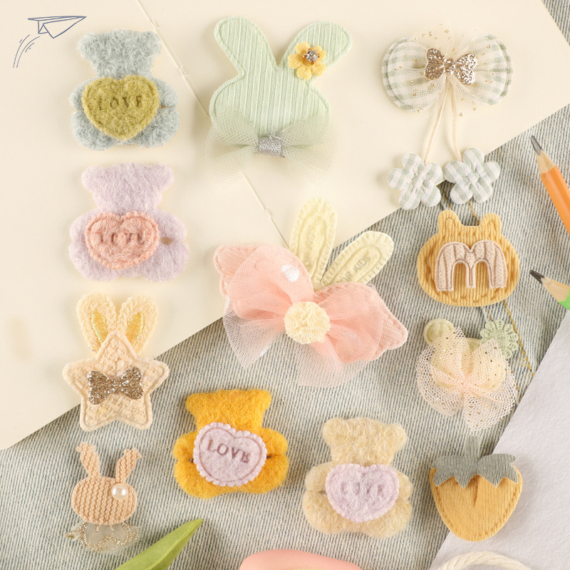 电脑绣花标刺绣服装辅料饰品发夹卡通小熊兔子立体补丁贴刺绣布标