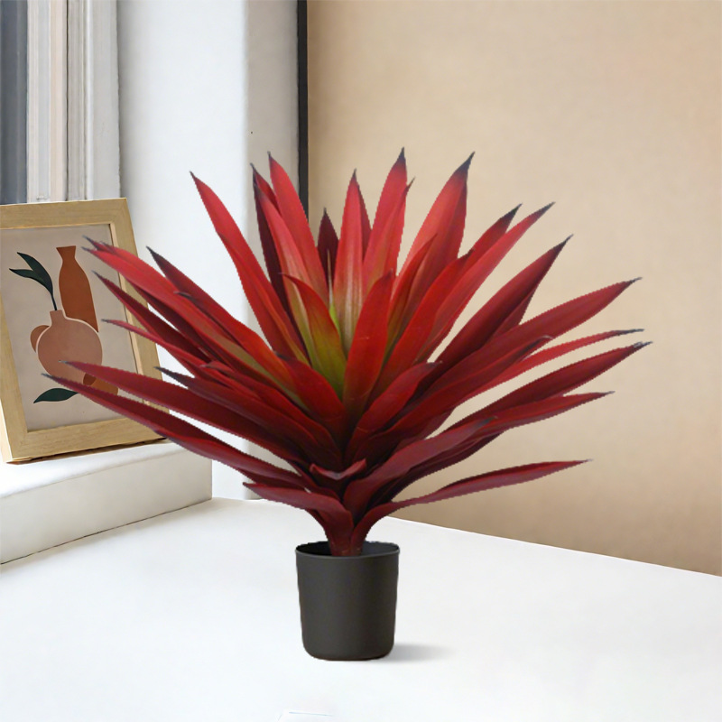 Simulación de agave de hoja roja, gladiolos, plantas en maceta, desierto, plantas verdes falsas, decoraciones de decoración de ventanas, paisajismo de plantas de simulación tropical