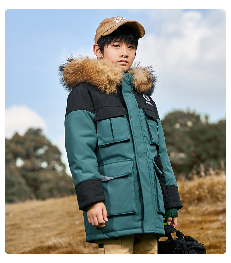 kid's clothing Children's down jacket for boys with long fur collar overalls and thick large children's coat for children_voghion.com
