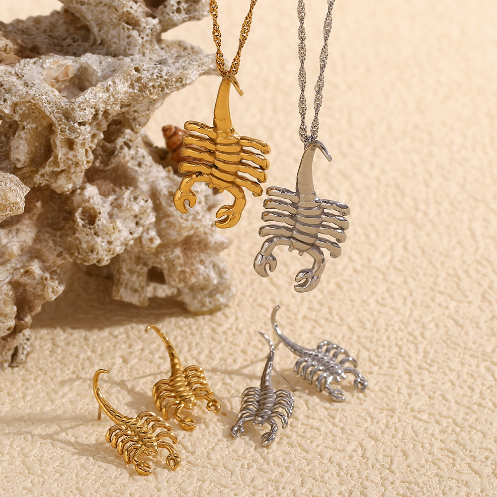 Scorpion Pendant Stainless Steel Necklace Earrings