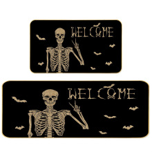 跨境temu热销万圣节地垫家用厨房防滑耐脏防油易清洗两件套厨房垫