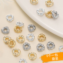 18k保色真金隔片带锆石手链串珠配饰隔珠垫片diy饰品配件不掉色