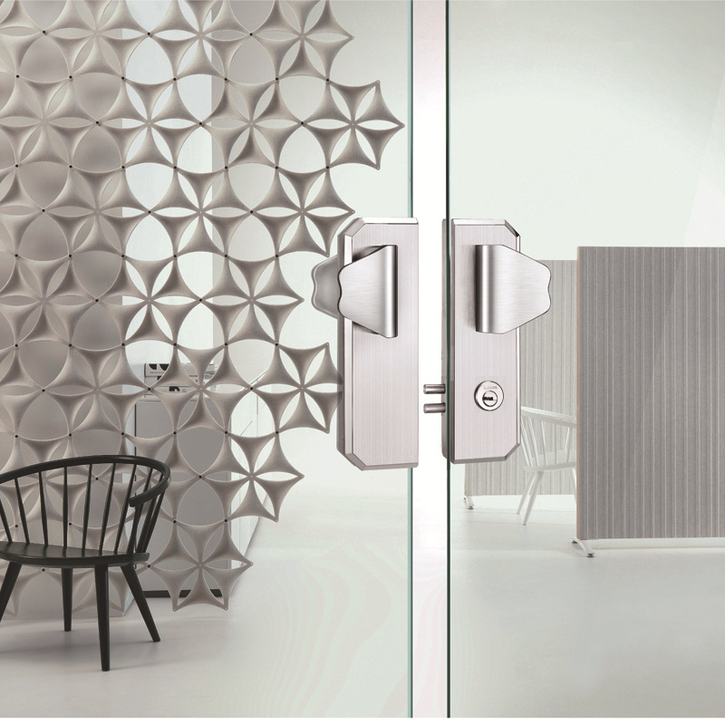 商场办公室bl0404a不锈钢新中式玻璃门锁单门双开跨境专供