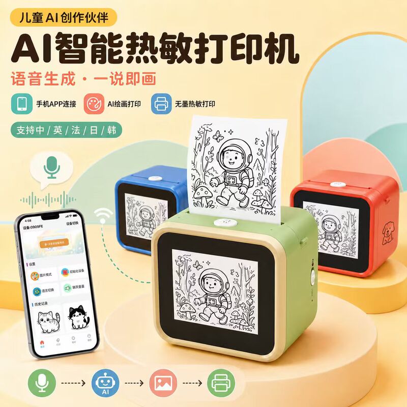 Cross-border exclusive Polaroid AI intelligent voice conversation toy with text thermal printing that generates images without the need for ink