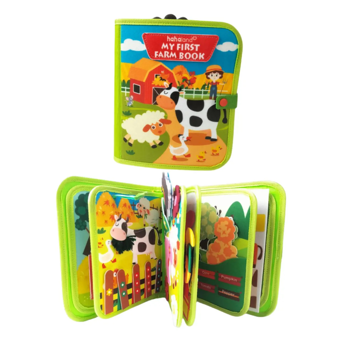 Libro de rompecabezas de fieltro Transfronterizo Amazon Educación temprana para niños Iluminación Animal Farm Libro ocupado Libro de aprendizaje de historias para bebés