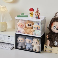 ブラインドボックス収納ディスプレイスタンド、トレンディなブラインドボックス新製品フィギュアディスプレイボックス、透明防塵ディスプレイラブ布収納ボックス