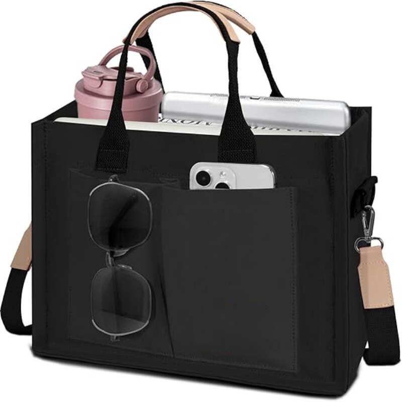 Women's Large Canvas Tote with Pocket Laptop Crossbody Bag Wallet Daily Bag Tote