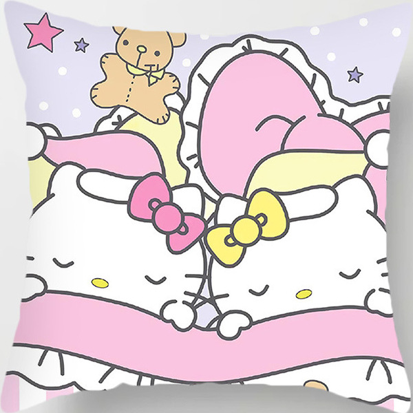 Chica de dibujos animados corazón dormitorio decoración Hello Kitty gato Rosa funda almohada sofá coche cojín