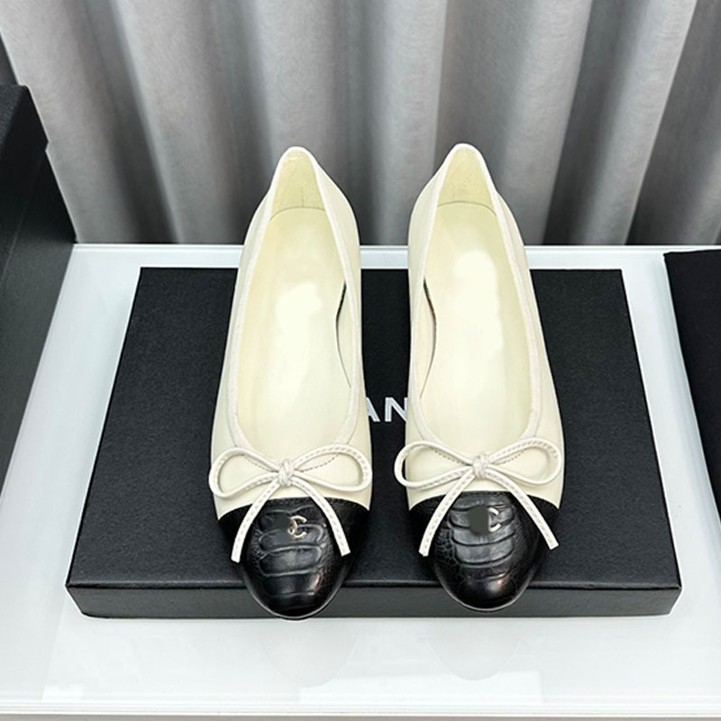 Foreign Trade Spring New Style Small Fragrant Color-Blocked Bow Electric Embroidered Rhombus Pattern Round-Toe Ballet Shoes Women's Flats Shoes