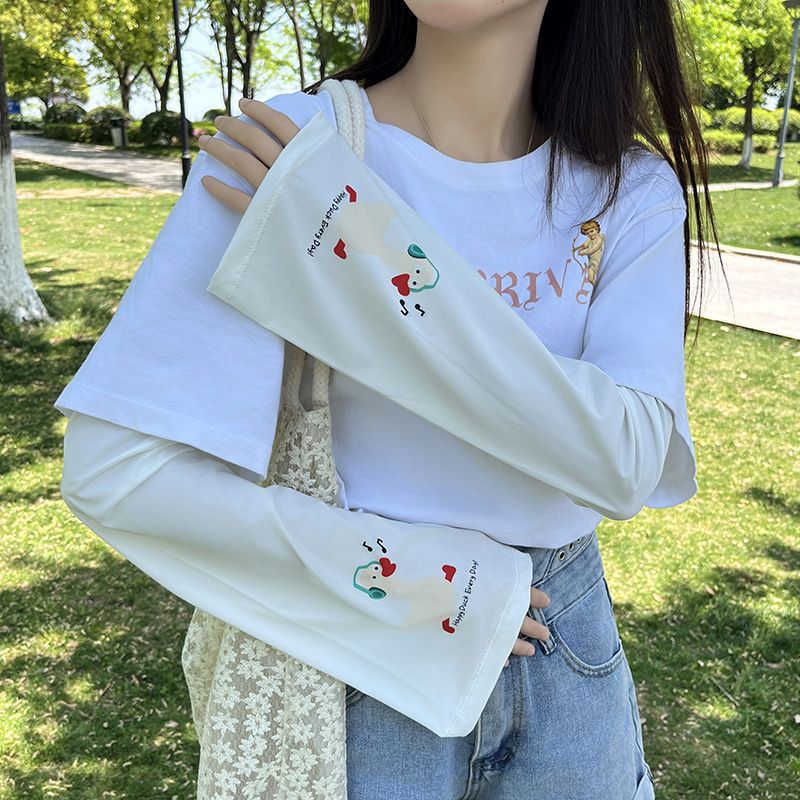 兔子宽松冰丝冰袖女款夏季防晒袖套开车防紫外线套袖护袖手套手袖