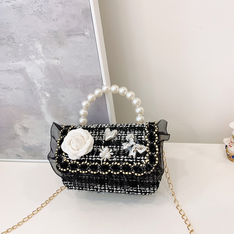 2025 nuevo estilo coreano de viento de fragancia mini niñas princesa de perlas portátil hombro único accesorios bolsos para niñas