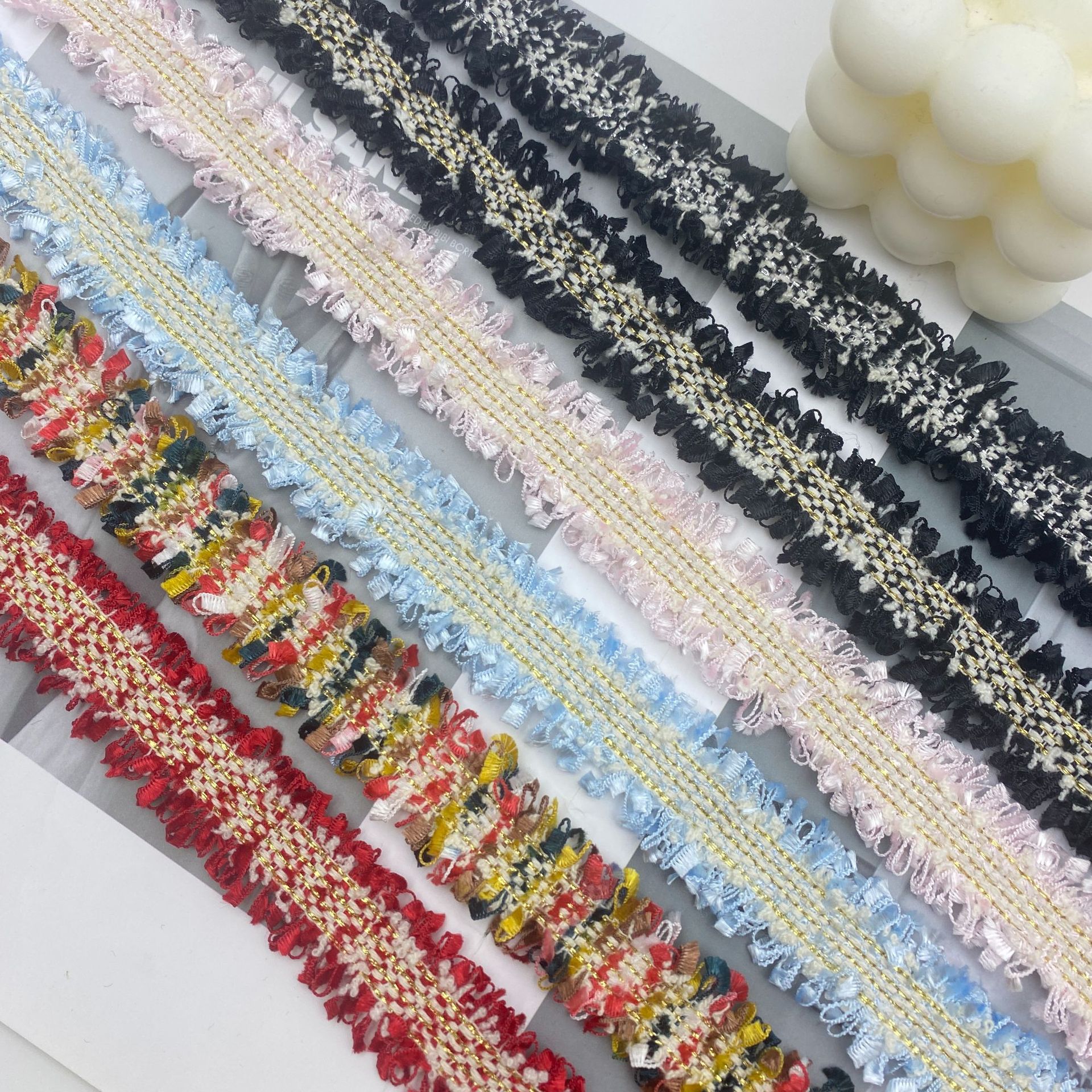 厂家直销 小香风4条金线牙刷带花边  适用服装袖口 裙边 帽边辅料