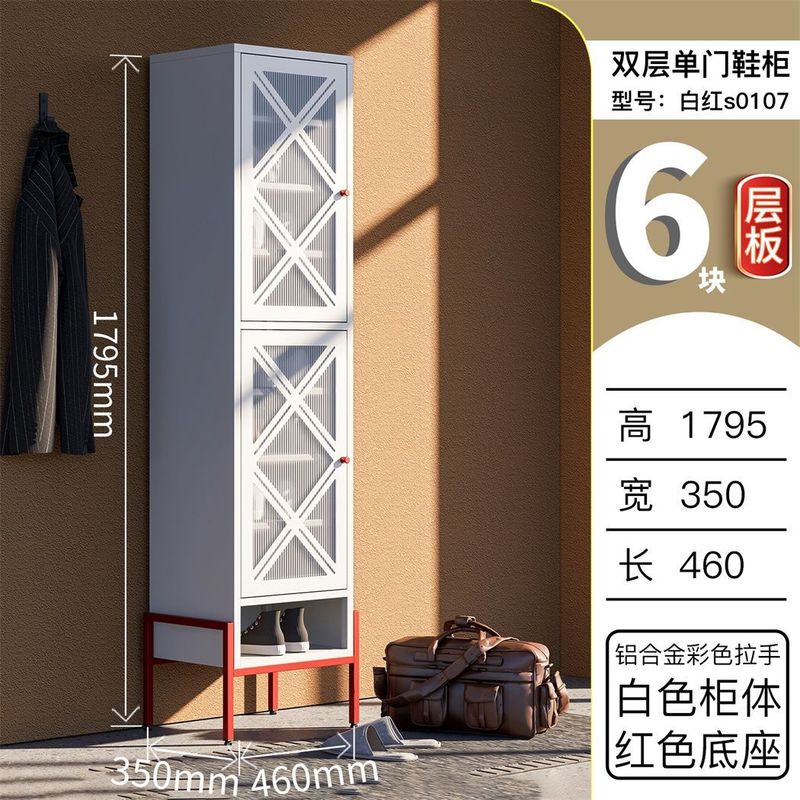 2025 新しいスチール靴キャビネットホームエントランス玄関多層靴ラック鉄大容量金属両開きドア靴キャビネット|undefined