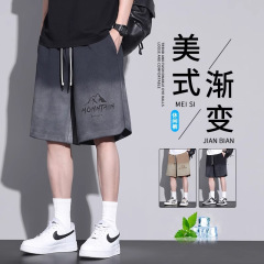 カジュアルパンツ男性大サイズ300斤夏の薄いファッションブランド運動中ズボンアメリカグラデーション外着5分ズボン